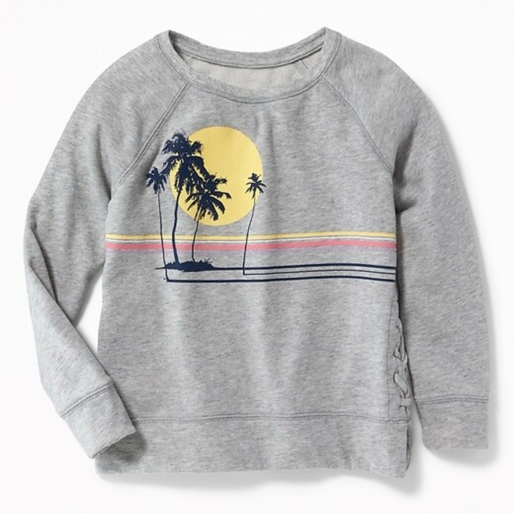 🚨BOGO FREE Girls Relaxed Lace-Up-Side Graphic Sweatshirt Size XL Girl
